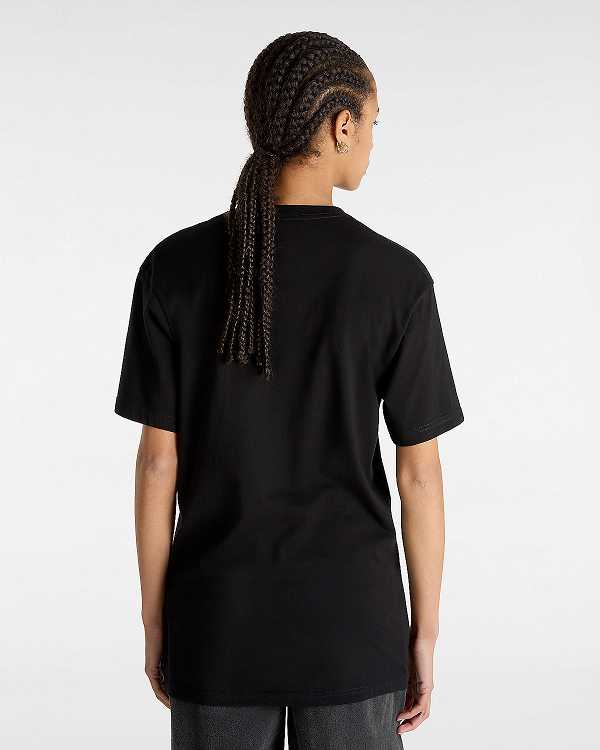 Black Vans Left Chest Logo Women T Shirts | VN3052694