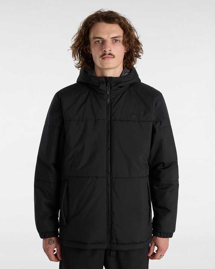 Black Vans MTE Norris Hooded Men Puffer Jacket | VN0935421