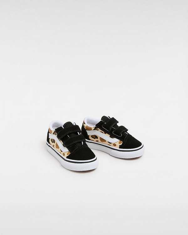 Black Vans Old Skool Hook and Loop Glitter (1-4 Years) Kids' Sneakers | VN3751489