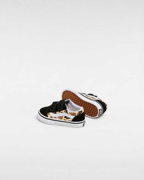 Black Vans Old Skool Hook and Loop Glitter (1-4 Years) Kids' Sneakers | VN3751489
