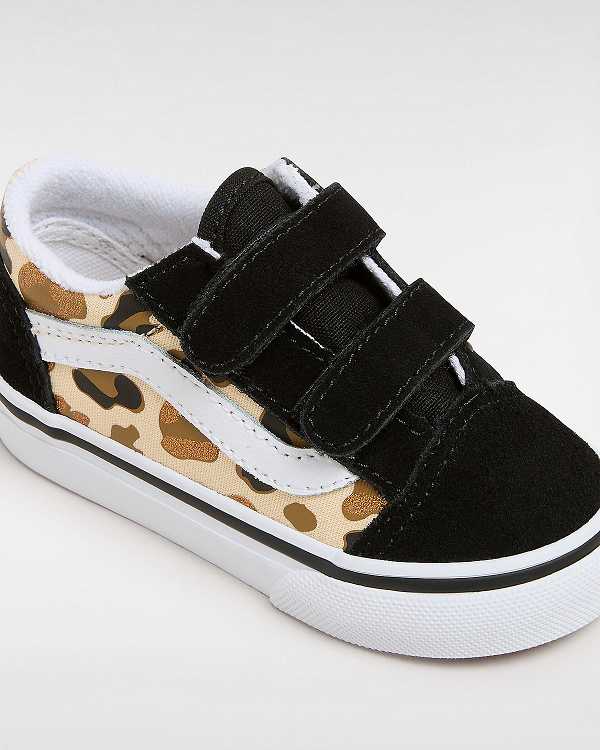 Black Vans Old Skool Hook and Loop Glitter (1-4 Years) Kids' Sneakers | VN3751489