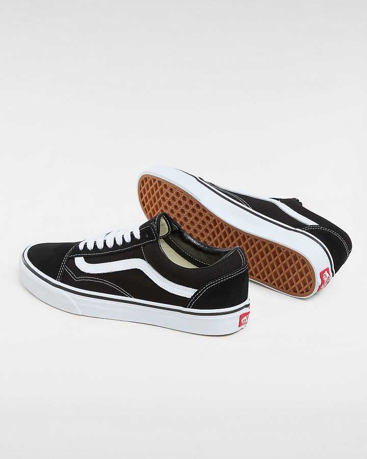 Black Vans Old Skool Wide Fit Men Sneakers | VN9178240