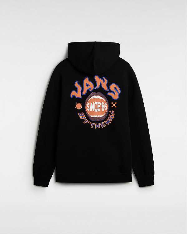 Black Vans Open Mouth Loose Men Hoodie | VN9146758