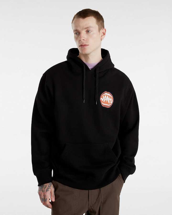 Black Vans Open Mouth Loose Men Hoodie | VN9146758