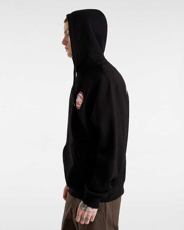 Black Vans Open Mouth Loose Men Hoodie | VN9146758