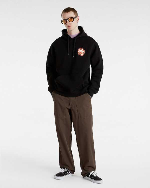 Black Vans Open Mouth Loose Men Hoodie | VN9146758
