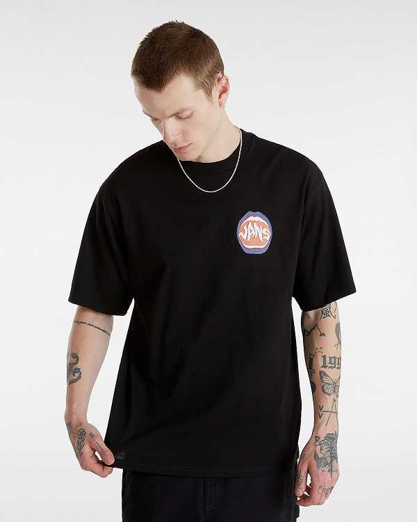 Black Vans Open Mouth Loose Men T Shirts | VN2603457