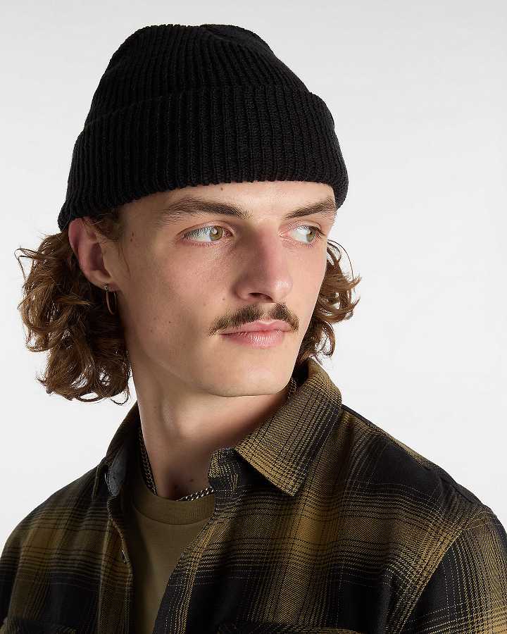 Black Vans Original Shallow Cuff Unisex Beanie | VN7530469