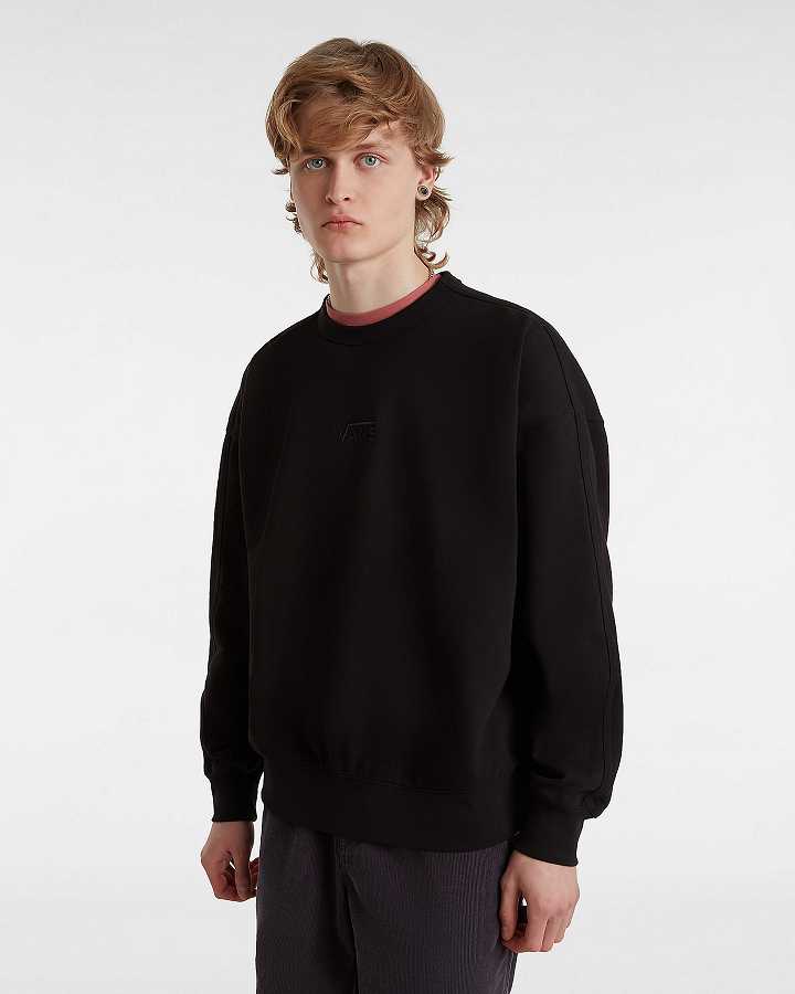 Black Vans Premium Logo Crew Men Sweatshirt | VN4051268