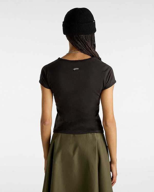 Black Vans Premium Short Sleeve Baby Women T Shirts | VN2190376