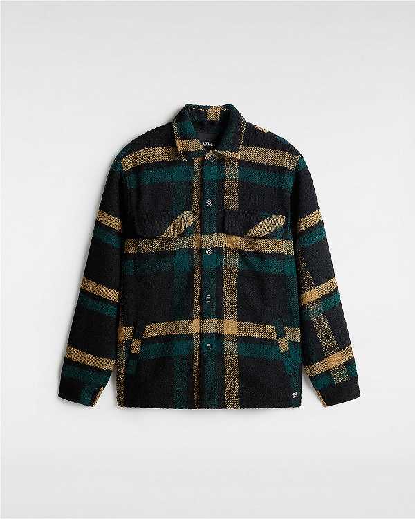 Black Vans Raywood Shacket Men T Shirts | VN3760891