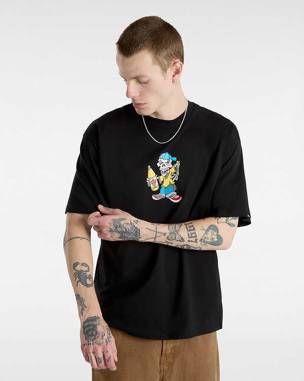 Black Vans Reggie Men T Shirts | VN4521967