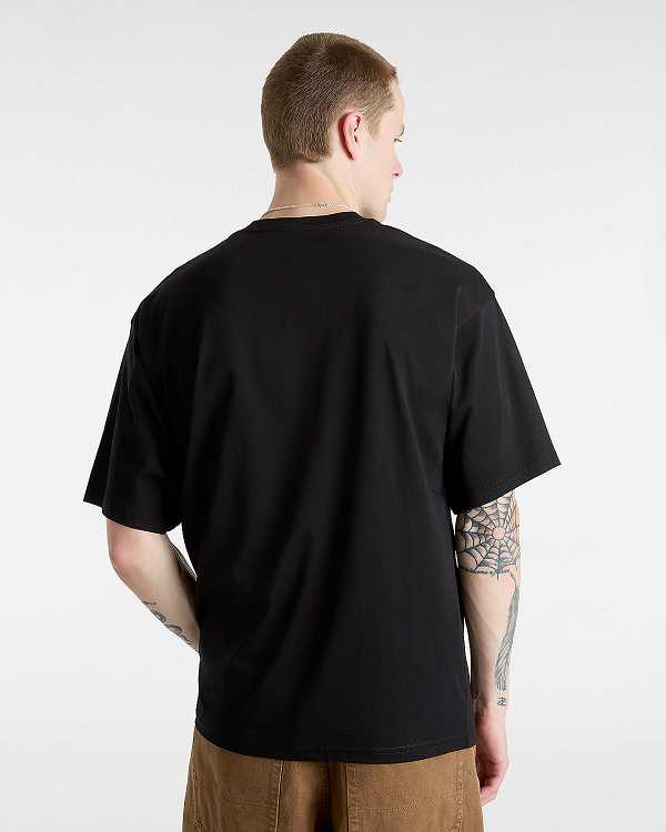 Black Vans Reggie Men T Shirts | VN4521967