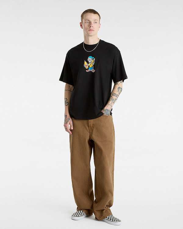 Black Vans Reggie Men T Shirts | VN4521967
