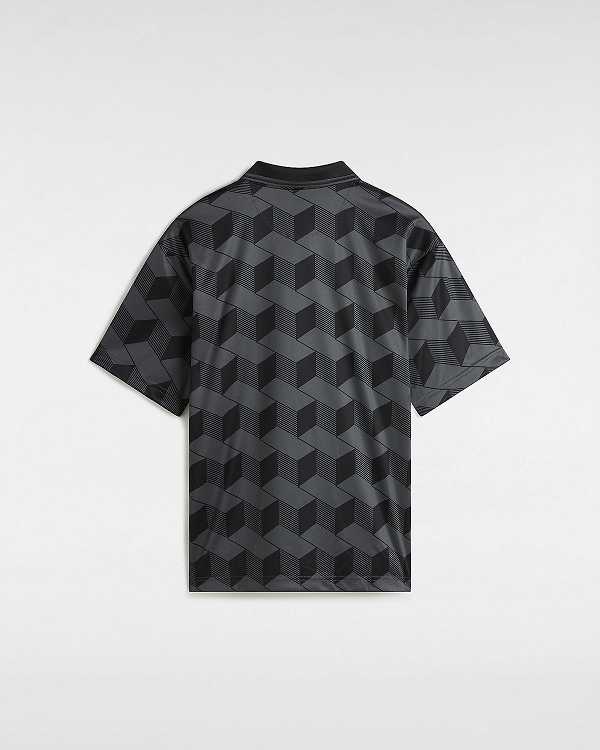 Black Vans Rigsby Soccer Men Polo Shirt | VN9076385