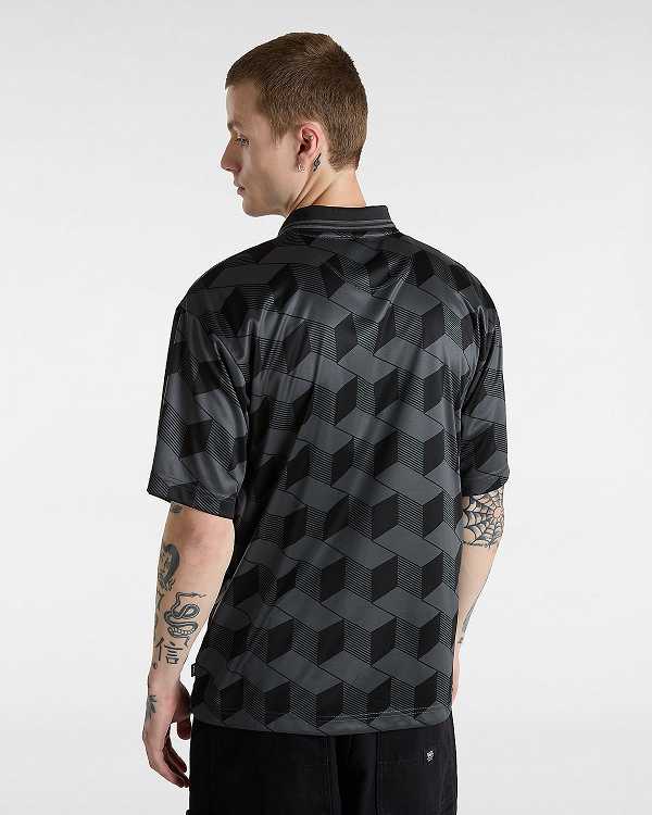 Black Vans Rigsby Soccer Men Polo Shirt | VN9076385