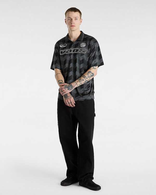 Black Vans Rigsby Soccer Men Polo Shirt | VN9076385