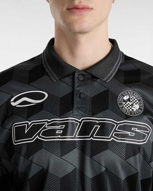 Black Vans Rigsby Soccer Men Polo Shirt | VN9076385