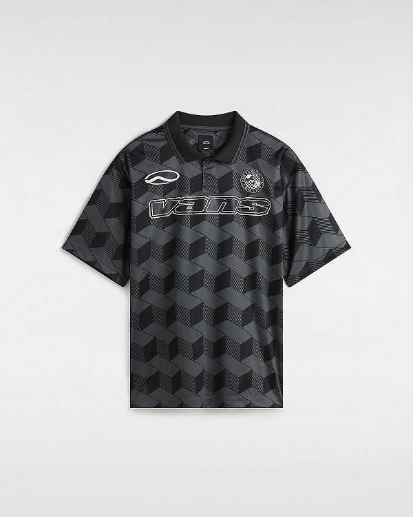 Black Vans Rigsby Soccer Men Polo Shirt | VN9076385