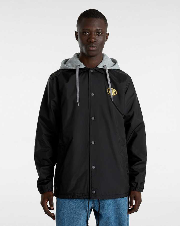 Black Vans Riley II Coach Men Jacket | VN4725031