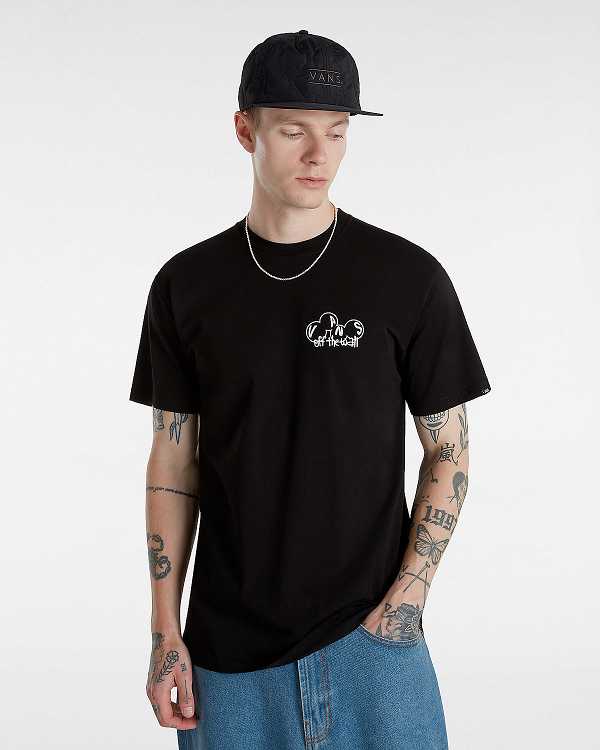 Black Vans Scuttle Men T Shirts | VN8975301