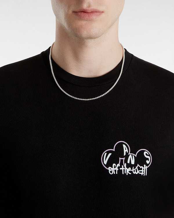 Black Vans Scuttle Men T Shirts | VN8975301
