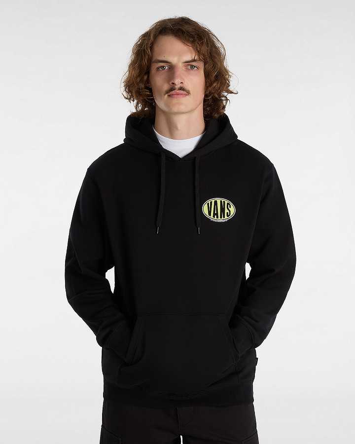 Black Vans Spray On Loose Men Hoodie | VN9718603