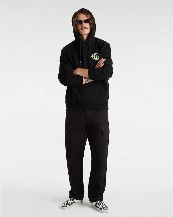 Black Vans Spray On Loose Men Hoodie | VN9718603