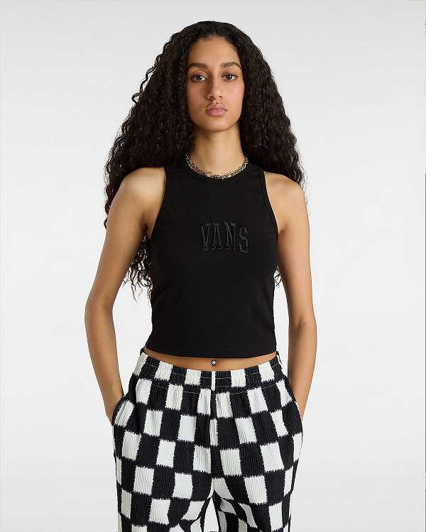 Black Vans Varsity Racer Women Tank Top | VN1385790