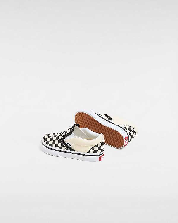 Black / White Vans Checkerboard (1-4 years) Kids' Slip On Shoes | VN8915637