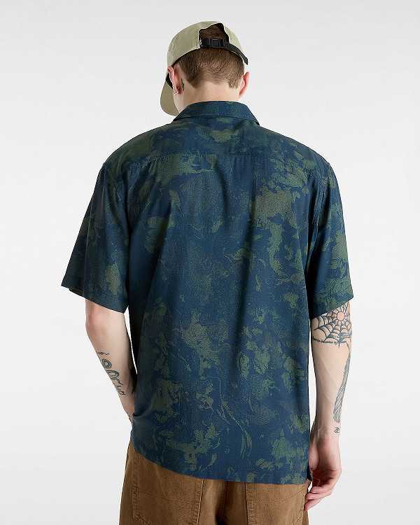 Blue Vans Camp Loose Collar Men Shirts | VN0319587