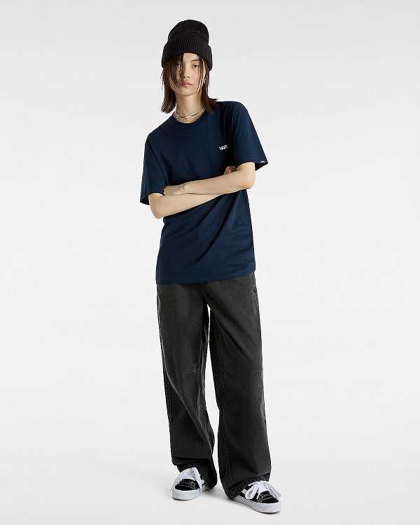 Blue Vans Left Chest Logo Women T Shirts | VN8109735