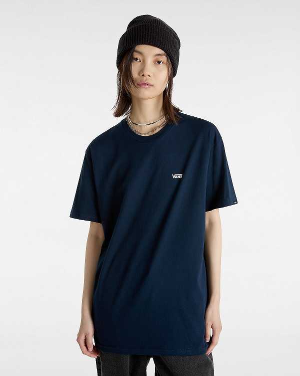 Blue Vans Left Chest Logo Women T Shirts | VN8109735