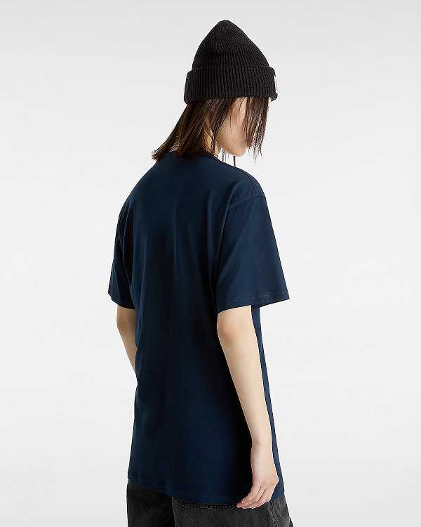 Blue Vans Left Chest Logo Women T Shirts | VN8109735