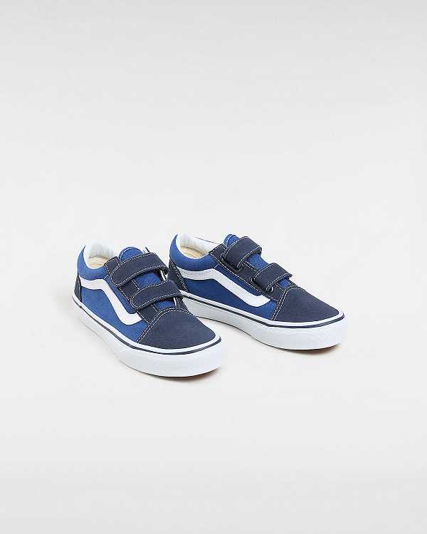 Blue Vans Old Skool Velcro (4-8 years) Kids' Sneakers | VN0213958