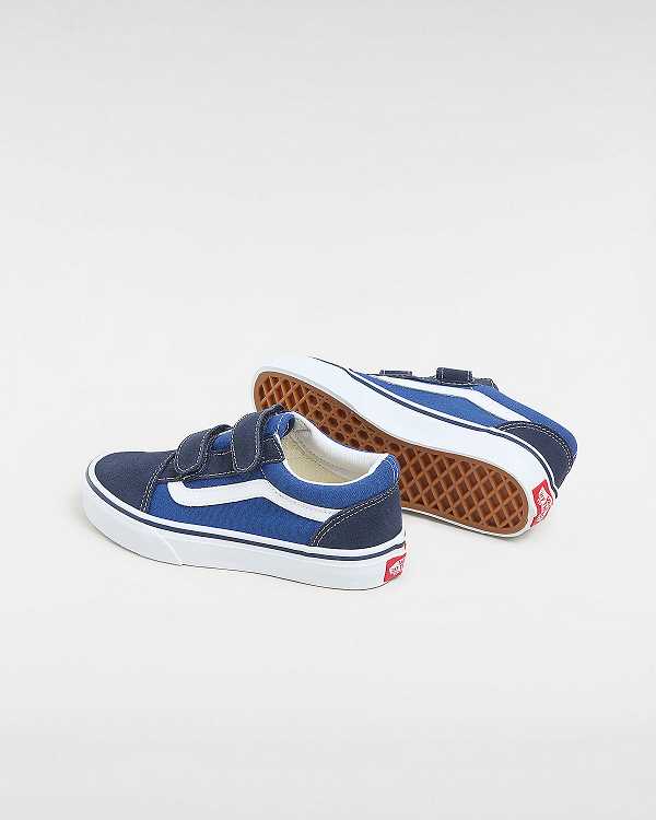 Blue Vans Old Skool Velcro (4-8 years) Kids' Sneakers | VN0213958