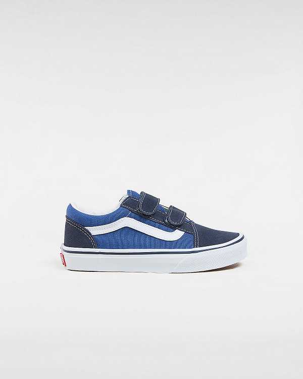 Blue Vans Old Skool Velcro (4-8 years) Kids\' Sneakers | VN0213958