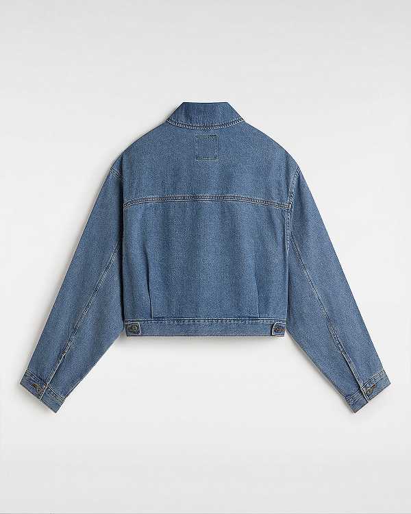 Blue Vans Raynes Denim Crop Women Jacket | VN4258079