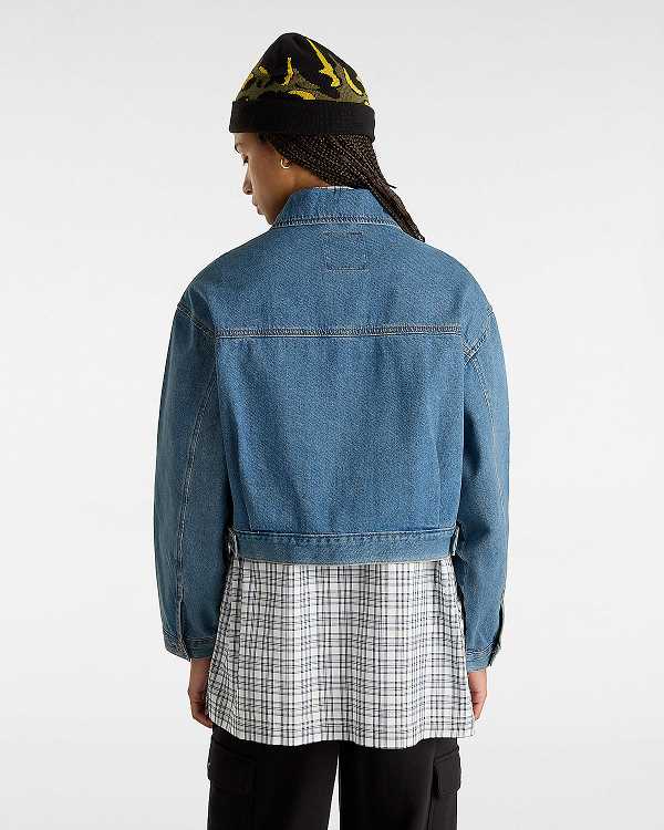 Blue Vans Raynes Denim Crop Women Jacket | VN4258079