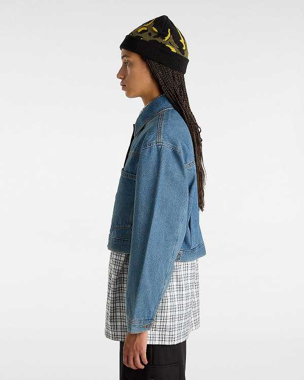 Blue Vans Raynes Denim Crop Women Jacket | VN4258079