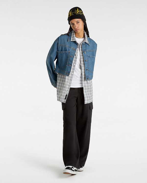Blue Vans Raynes Denim Crop Women Jacket | VN4258079