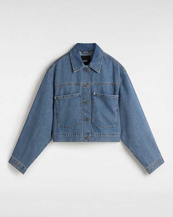 Blue Vans Raynes Denim Crop Women Jacket | VN4258079