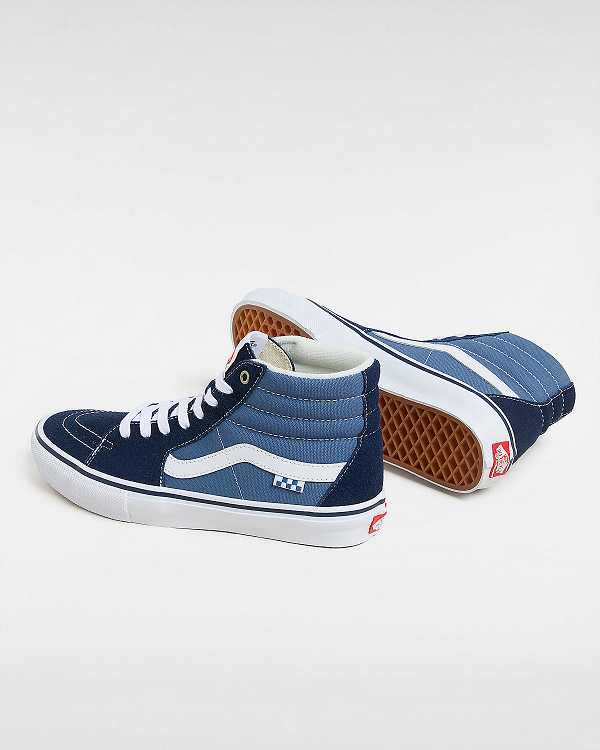 Blue Vans Sk8-Hi Men Skate Shoes | VN8350279