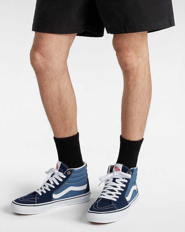 Blue Vans Sk8-Hi Men Skate Shoes | VN8350279