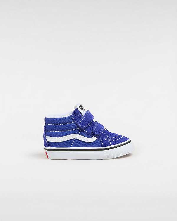 Blue Vans Sk8-Mid Reissue Hook and Loop (1-4 Years) Kids\' Sneakers | VN5043782