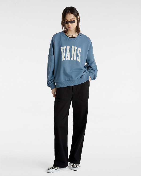 Blue Vans Stadium French Terry Loose Crew Women Sweatshirt | VN1683095