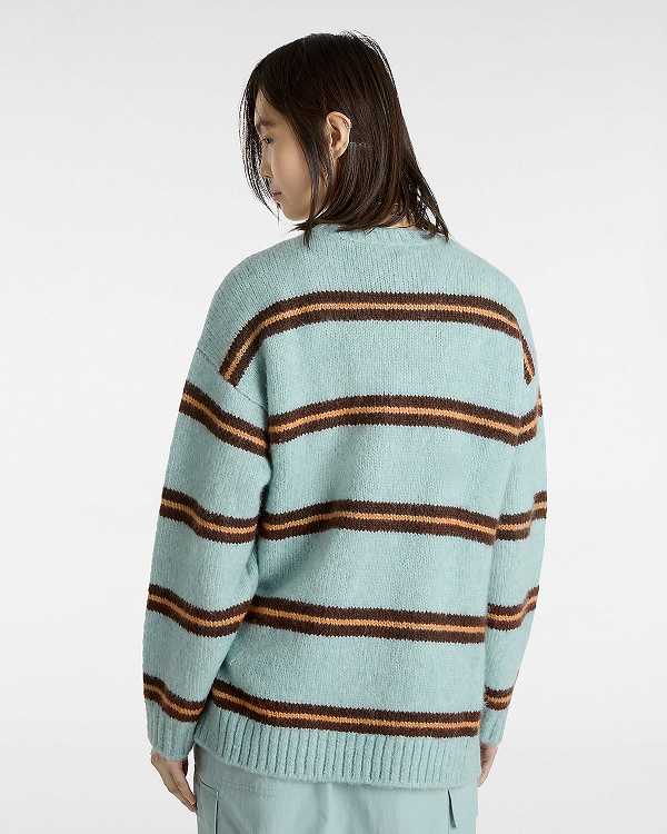 Blue Vans Suzie Stripe Crew Women Sweater | VN2078493
