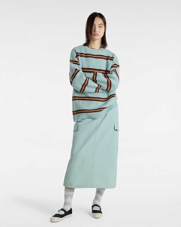 Blue Vans Suzie Stripe Crew Women Sweater | VN2078493