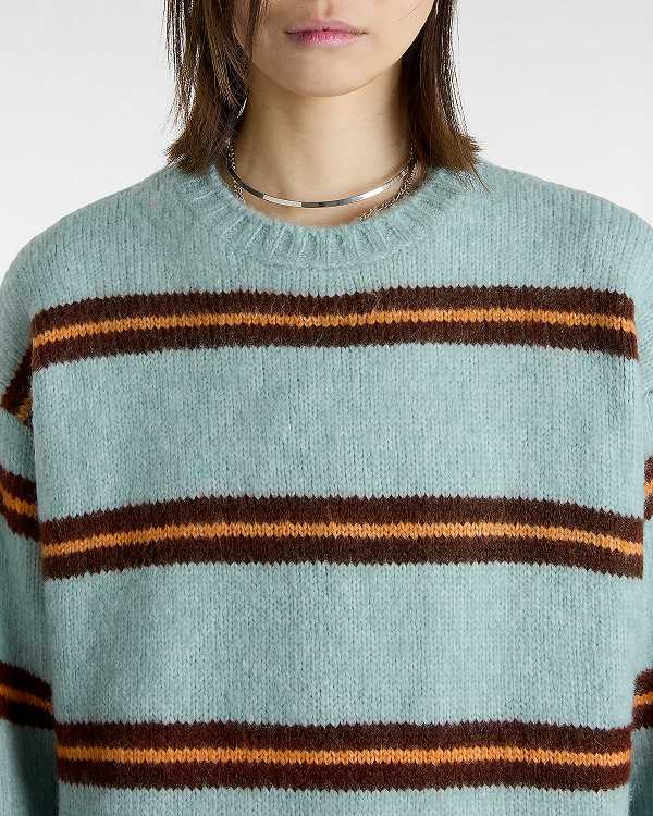Blue Vans Suzie Stripe Crew Women Sweater | VN2078493