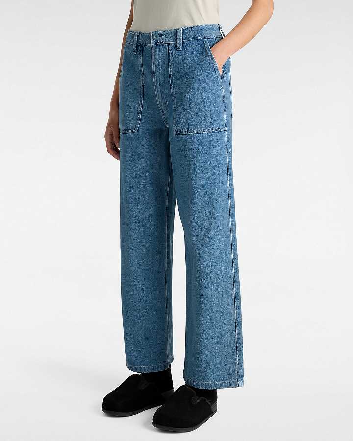 Blue Vans Union Relaxed Denim Carpenter Women Pants | VN1796840